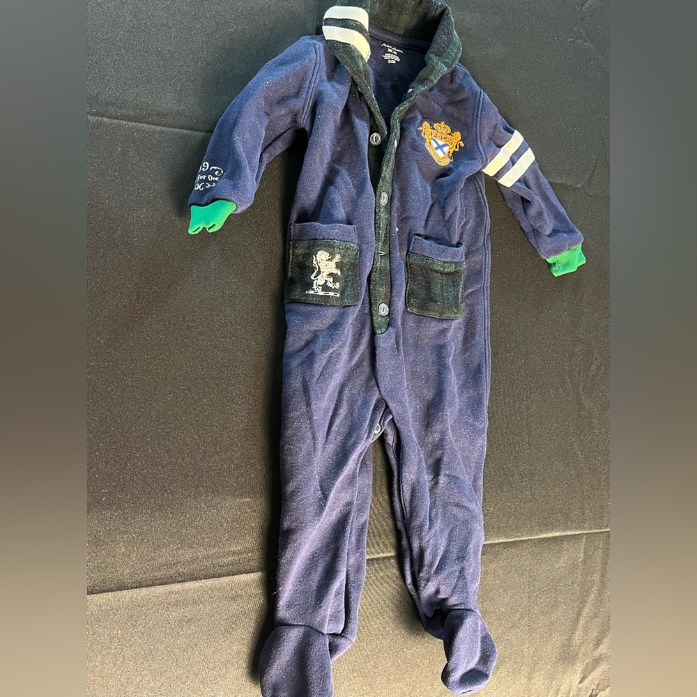Ralph Lauren collared patchwork one piece footsie 9M